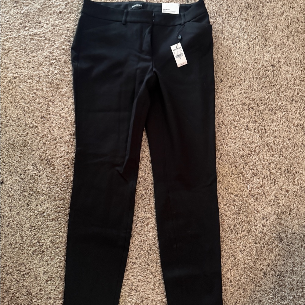 Express Women's Skinny Mid Rise Black Straight Leg Pants